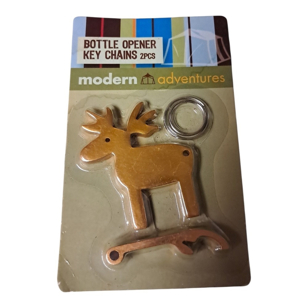 Modern Adventures Moose Key Chain Bottle Opener‎ Gold 2 Piece